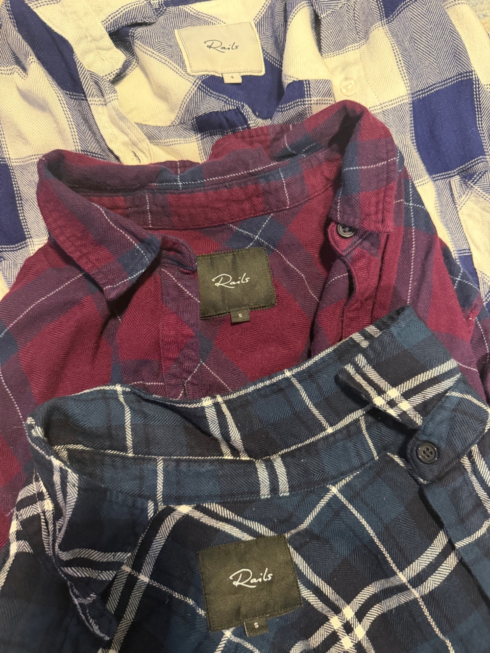 LOT OF 3 - Rails Hunter plaid shirt - size S